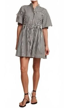 NWT Hevron Febe Dress in Black & White Stripe Size Medium